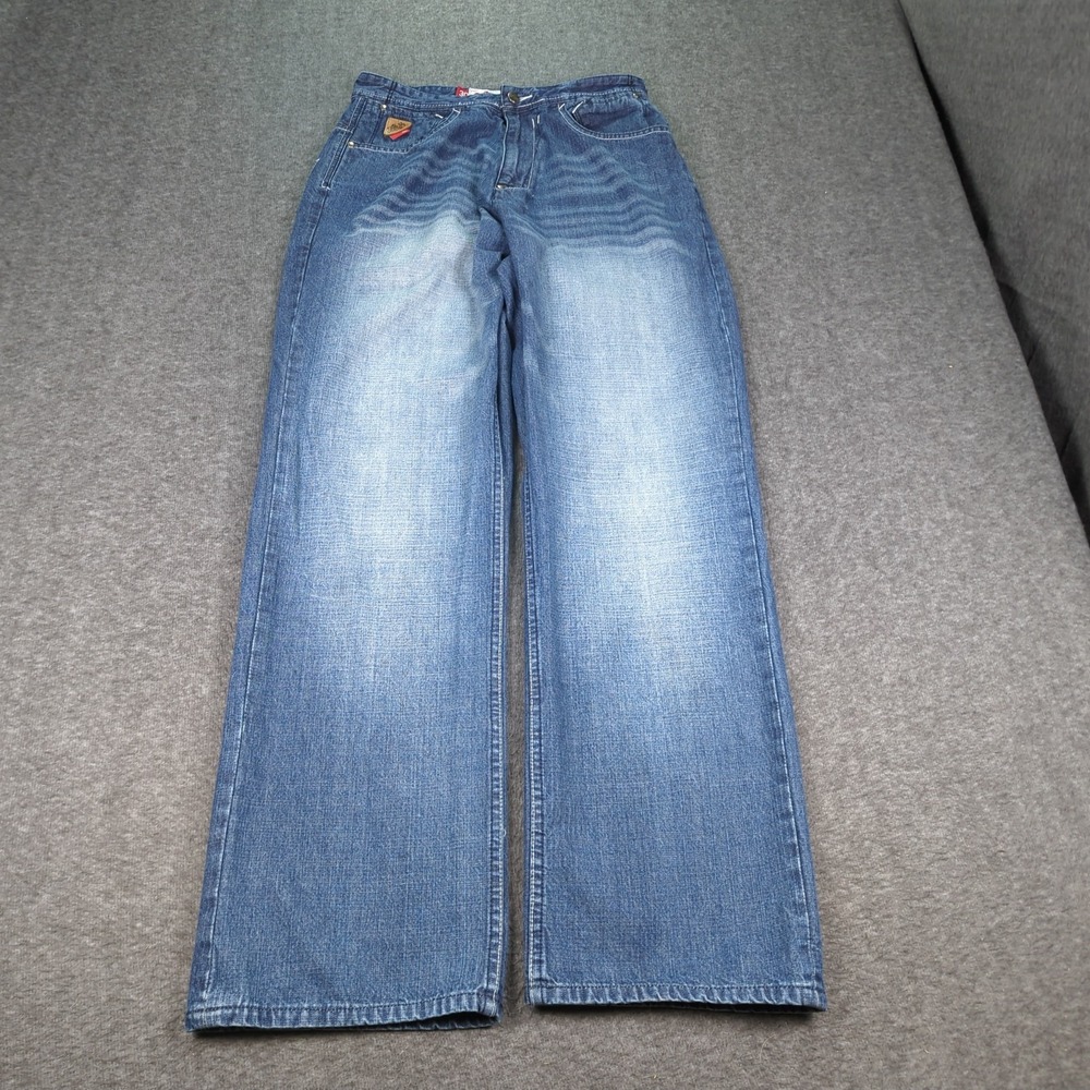 Vintage Akademiks Jeans Mens 30x31 Blue Wide Leg Embroidered Skater Baggy